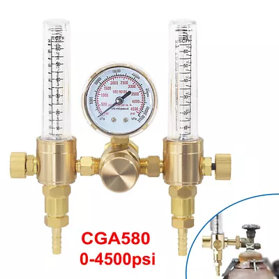 Argon CO2 CGA 580 MIG TIG Flow Meter Welding Gas Dual Regulator Gauge For Welder • $37