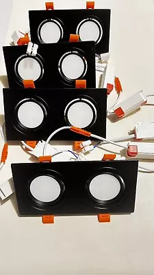 Lot Of 4 Squares Dimmable COB LED Downlights 3W Recessed Lighting Black Warm • $40