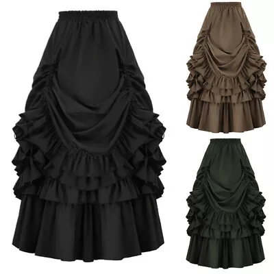 Women's Vintage Gothic Victorian Skirt Renaissance Style Falda Bustle Costume • $48.06