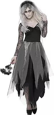 Graveyard Corpse Bride Ladies Fancy Dress Halloween Wedding Zombie Costume 20-22 • £19.99