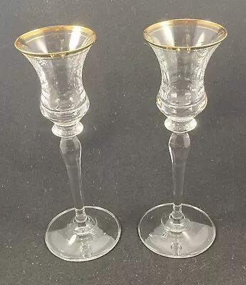 Mikasa Jamestown Gold Cordial Glasses 8.1in Discontinued Set Of 2 • $32