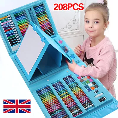 208pcs Children/Kid Art Case Colour Paints Pencil Crayons Felt Tip Pens Set UK • £10.95