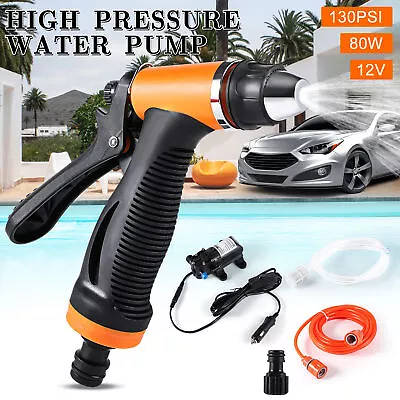 12V Car Washer Portable Water Pump Kit Sprayer Cleaner Hose Van High Pressure • £13.29