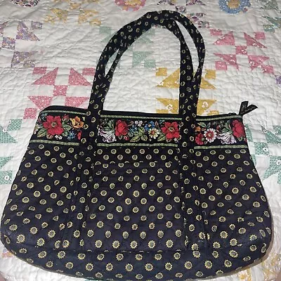 VERA BRADLEY Vibrant Black Betsy Shoulder Tote Retired Pattern • $13