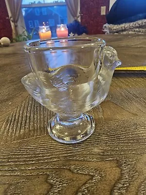 Vintage Clear Glass Chicken Hen Egg Cup Toothpick Holder Made In France • $17.89