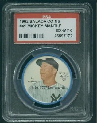 1962 Salada Coin 41 200 Rev Mickey Mantle PSA 6 (7172) • $185