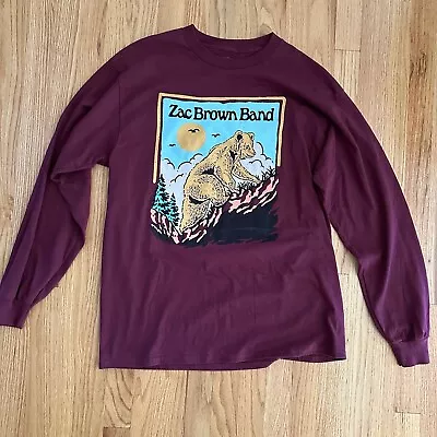 Zac Brown Band  2022 Tour  Long Sleeve Maroon Red T-Shirt Large Pre-worn • $20