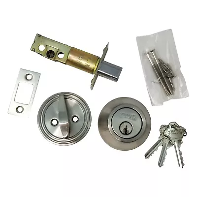 New Stainless Steel Deadbolt Lock Entry Keyed Cylinder 3 Key Ext/Int Sc1 SS • $17.03