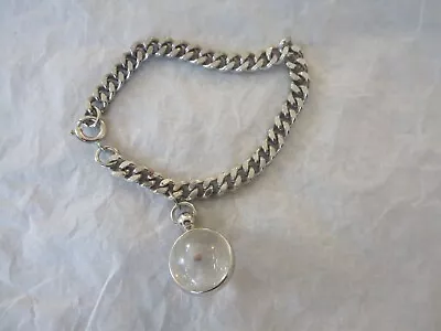 Vintage Lucite Mustard Seed Charm Bracelet Silver Tone Chain • $22.99