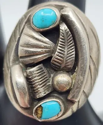 Vintage Navajo Native Sterling Silver Turquoise Ring Mens Size 10 • $85.45