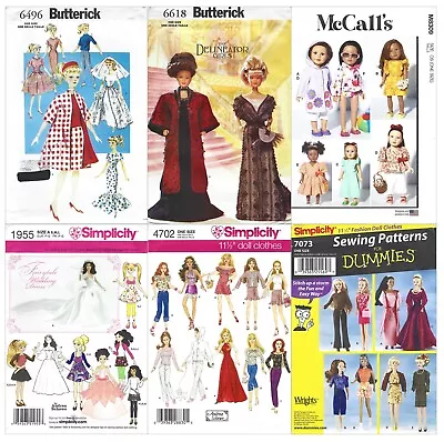 LOT Of 6 UNCUT Butterick McCalls & Simplicity Sewing Patterns For Doll Clothing • $19.99