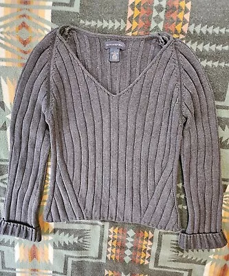 Vintage Banana Republic Gray Ribbed Knit 2000s Sweater Large L Casual Preppy • $10