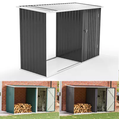 Outdoor Metal Log Store Shed Tool Storage Shed Garden Fire Wood Shelter Cabinet • £72.99