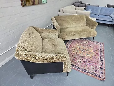 Leopard Print Velvet Sofa Set New Dfs Charlbury Style 🐆 • £795