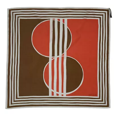 MARC JACOBS Brown Geometric Silk Scarf ITALY 27 / 26  GC • $39