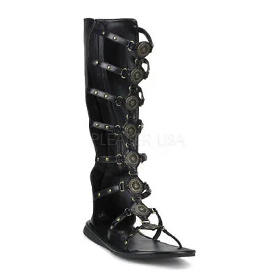 Mens Black Tall Roman Warrior Halloween Sandals • $47.86