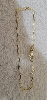14k Yellow Gold Bracelet Paper Clip Chain 7   Lobster Lock • £143.67