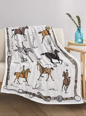 Brand New Fleece Horse Print Blanket Throw  • £19.49