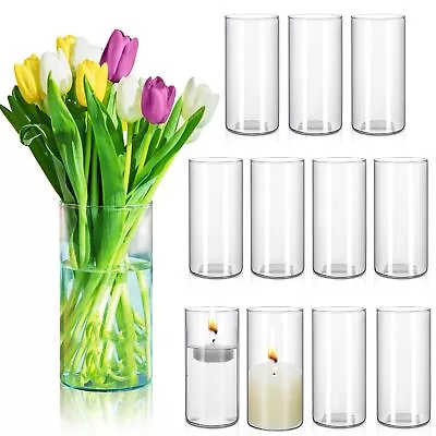12 Pcs Tall Clear Cylinder Glass Vase For Centerpieces Floating Candle Holde... • $100.56