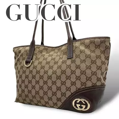 GUCCI Tote Bag GG Canvas Interlocking From Japan • £155.97