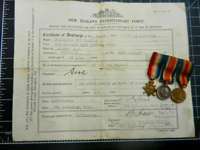 £200.31 • Buy WW1 NZ DISCHARGE CERTIFICATE AND MINIATURE MEDAL GROUP  'Cookson' (z1)