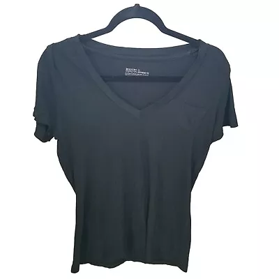 Mossimo Womens Sz XL Black Solid Cap Sleeve V-Neck T-Shirt • $6.99