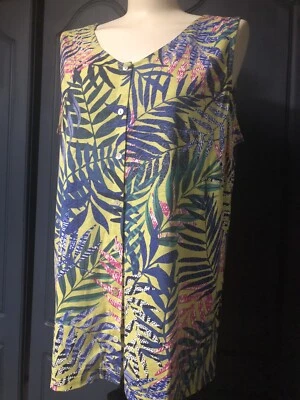 £8 • Buy Ladies ISLE Top/sleeveless 14/16 Summer/Hols/tropical Print Green NWT T Shirt