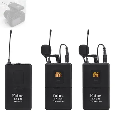 UHF Wireless Lavalier Microphone 2 Transmitters For DSLR Camera Camcorder Video • £58.80