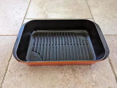 Large Le Creuset Deep Oven Roasting Griddle Tray Dish Red Size 40 Cast Iron • £35