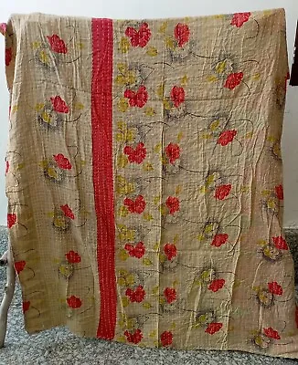 £22.79 • Buy Vintage Patchwork Kantha Bedspread Indian Handmade Quilt Throw Cotton Blanket