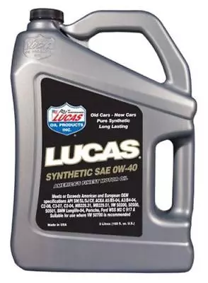 LUCAS OIL Fully Synthetic 0W40 Car Motor Engine Oil - 5 Litres - 10327A • £39.86