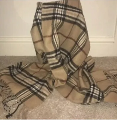 Plaid Beige Winter  Designer Style Wool Like Checked/Tartan Neck Scarf **Gift • £7.50