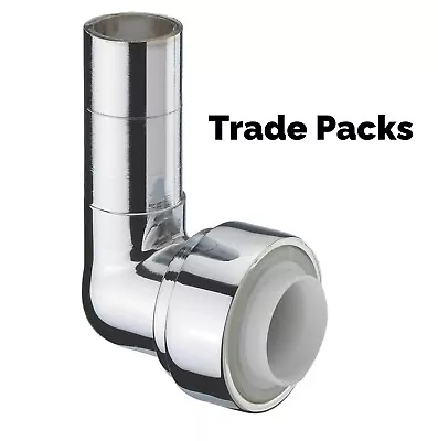 £6.94 • Buy 15mm X 10mm Pushfit Radiator Valve Chrome Reducing Elbows *QUALITY*GENUINE* Uk