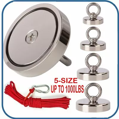 UPTO 1000LB Fishing Magnet Kit Strong Neodymium Pull Force With Rope & Carabiner • $6.57