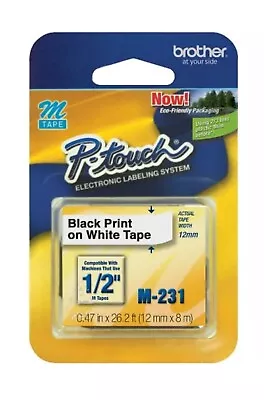 Brother® Genuine P-Touch M-231 Standard Black On White Non Laminated 0.47 W Tape • $8.99