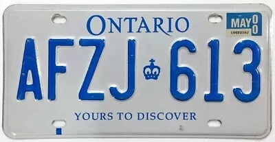 Ontario Canada 2000 Yours To Discover License Plate AFZJ 613 • $15.95