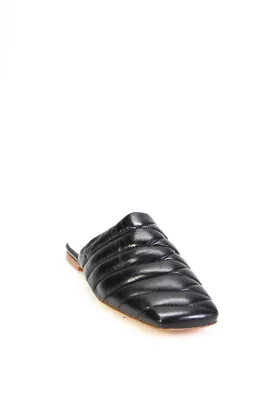 Zara Womens Quilted Square-Toe Striped Puffer Slip-On Slides Black Size EUR37 • $67.21