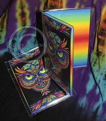 Owl Art Psychedelic Rainbow Trippy Hippie Owleister Vinyl Business Card Holder • $5.99