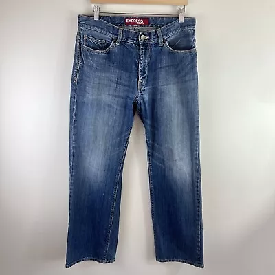 Express Jeans Mens 34x32 Kingston Boot Cut Classic Fit Blue Medium Wash Denim • $29.99