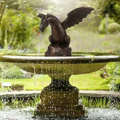 Dragon Statue Sculpture Animal Water Fountain Figurine Garden Yard Outdoor Decor • £19.99