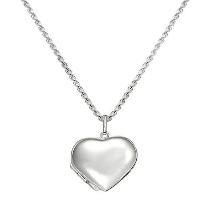 Large 925 Sterling Silver Puffed Heart Locket Necklace 16 - 22 Inches • £26