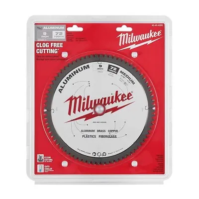 $49.99 • Buy Milwaukee 48-40-4355 Aluminum Cutting Circular Saw Blade 9'' 72T 1'' Arbor