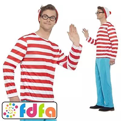 Smiffys Official Where's Wally Book Day Adults Mens Fancy Dress Costume • £34.19