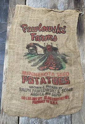 Vintage Pawlowski Minnesota Seed Potato Burlap Sack 50 Lb. Argyle Mn. • $29.99