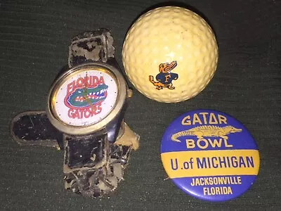 University Of Florida UF Gators Nelsonic Watch Gator Bowl Pin Golf Ball #1 Vtg • $19.99