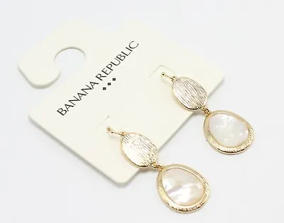 Banana Republic Gold Drop Earrings With Mother Of Pearl Inlay #E1353 • $9.99