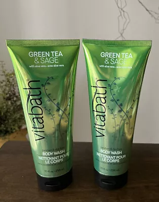 Two New Vitabath Green Tea & Sage Body Washes 10 Oz Each • $17.99