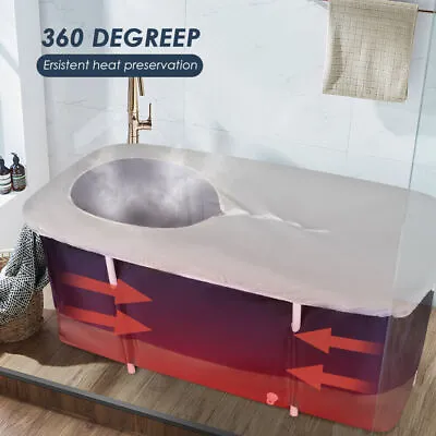 Adult Bathtub Portable Shower Household Large Foldable Water Spa Bath Tub W/ Lid • $66.30