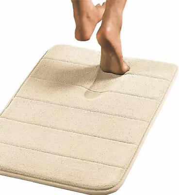 Non-slip Coral Beige Anti-Skid Mat Bathroom Stripe Memory Foam Floor Carpet USA • $16.90