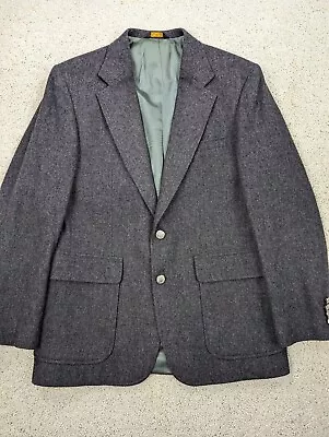 VINTAGE Oakton Blazer Mens 40R Gray Wool Flannel Sport Coat Suit Jacket USA Made • $44.94